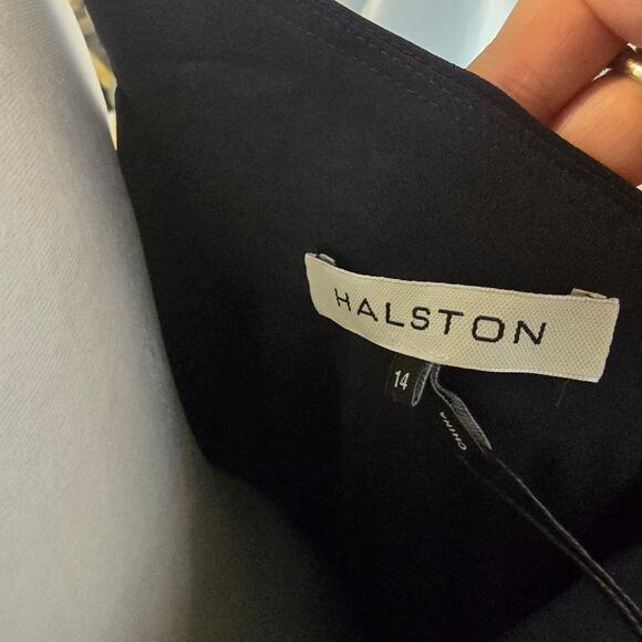 Halston Delicate Shirred Gown Evening Formal Navy Blue NWT Size‎ 14 - Picture 7 of 7